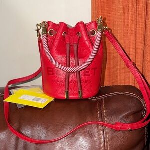 ‼️NEW Marc Jacobs The Bucket Bag Mini Red Leather Crossbody Bag